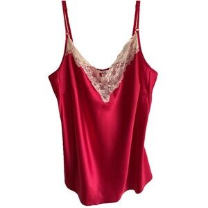 Victorias Secret Sexy Satin Cami Slip Top Lingerie Womens Lace Trim 2015 Size L